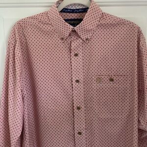George Strait by Wrangler Red Geo Print Long Sleeve Button-Down Shirt Size Small